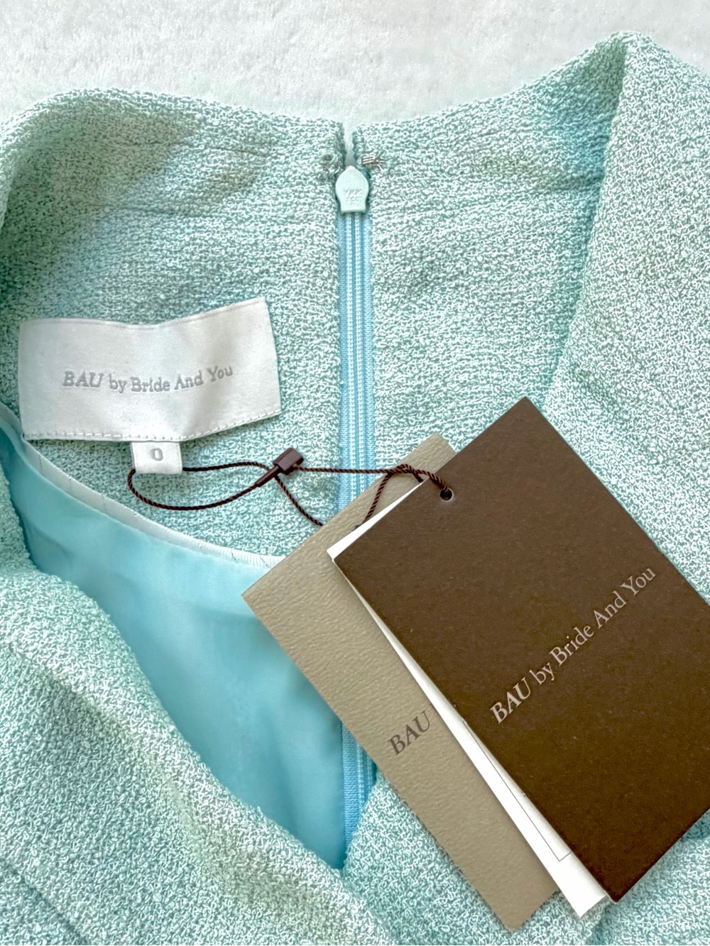 BAU Bride And You Raya Double Breasted Mermaid Tweed Long Dress Mint Size 0 NEW - Picture 11 of 14